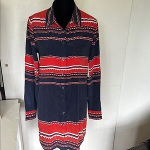 Equipment Silk Tunic/Mini Dress Nautical Print - Size M